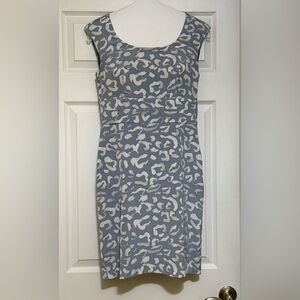 Stylish Light Blue, Gray, and Cream Patterned Dress